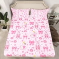 thumbnail image 2 of Feelyou Bow Swan Animal Twin Sheet Sets, Pink Blossoms Flower Bedding, 3 Pieces, 2 of 7