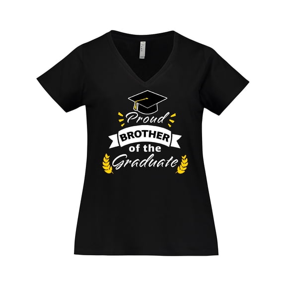 Inktastic Family Graduation-Proud Brother Of The Graduate Women's Plus Size V-Neck T-Shirt