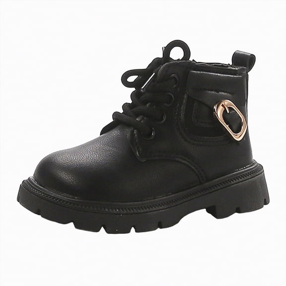 Linfrsh Boots Kids Kids Girls' Boots Children's Boots Outdoor Boots Girls' Plush Short Boots Boys' boots Black,7