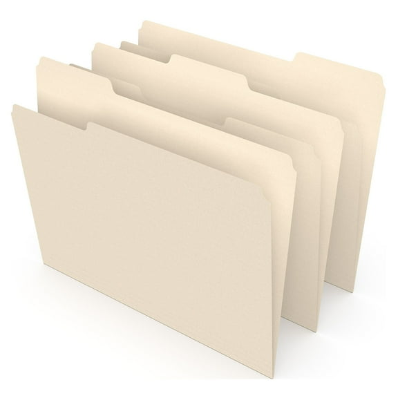 Staples Manila File Folders Letter 3 Tab Assorted Position 500/Box 116657/TR56675
