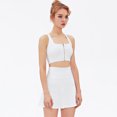 thumbnail image 4 of Women's Tennis Skirts Top Set Stretch High Waisted Golf Skorts Skirt One Shoulder Sports Bra Running Workout Activewear, 2 Piece M White - Zipper Bra, 4 of 8