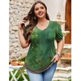 thumbnail image 3 of Zeagoo Plus Size Tops for Women Summer Puff Short Sleeve Tunic Pleated V Neck Shirts Casual Floral Solid Blouse, 3 of 6