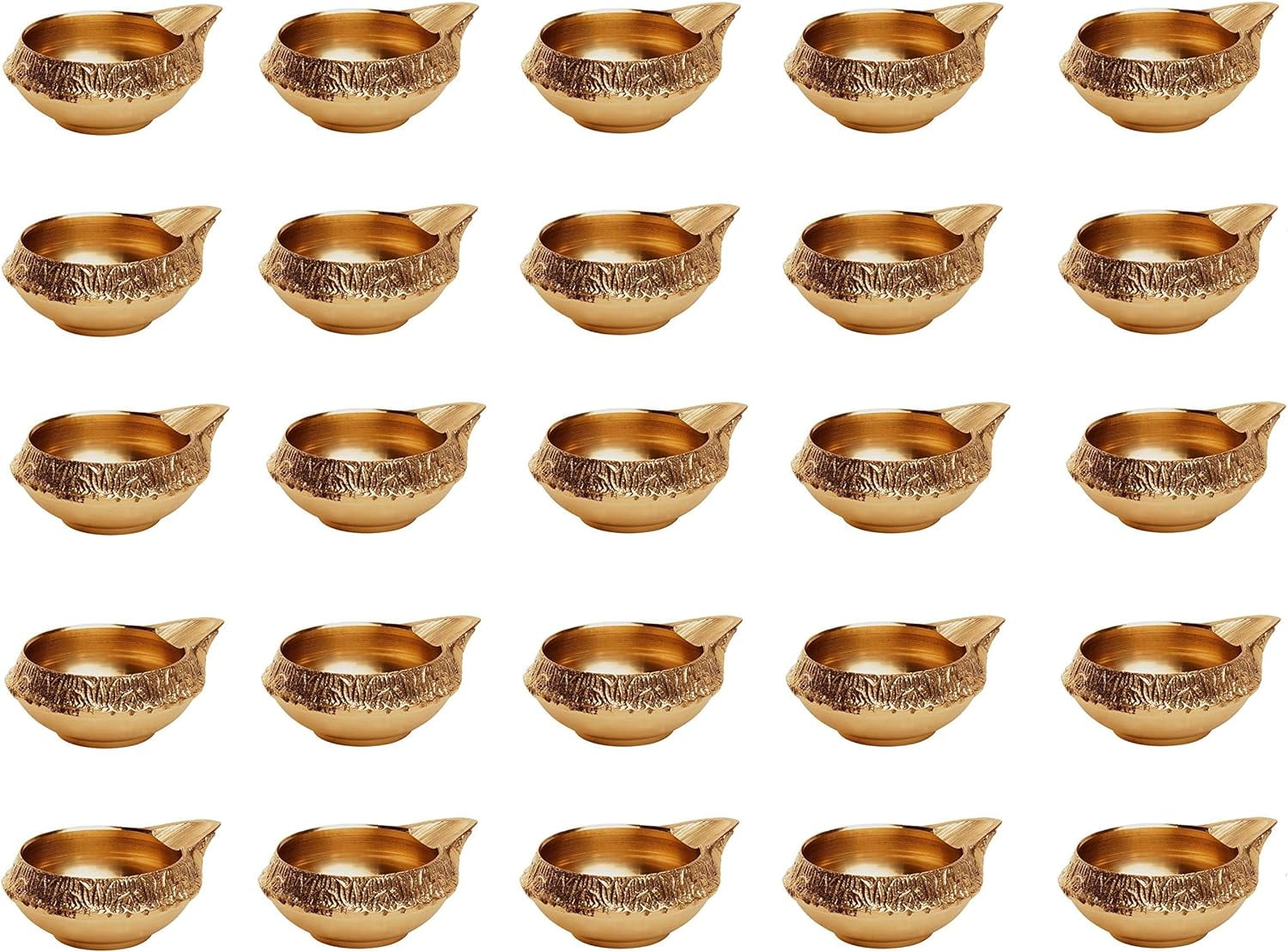 Handmade Brass Puja Oil Lamp - Golden Engraved Diya With Gift Box For Diwali & Home Worship