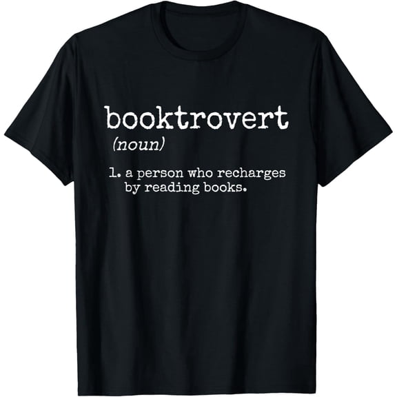 Booktrovert Definition Funny Reading Enthusiast Men Women Unisex Graphic T-Shirt Retro Book Lover Librarian Gift Top Black