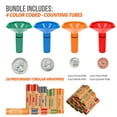 Coin Sorter Tubes and 28 Preformed Tubular Wrappers Set â€“4 Color