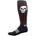 thumbnail image 2 of MOXY Socks Knee-High Black with Red Pinstripes Skater WAR SKULL Skater Socks, 2 of 2