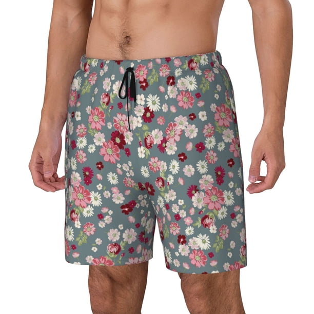 Fotbe Daisies Flowers Traje de Baño para Hombre – Shorts de Natación de Secado Rápido con Forro y Bolsillos-Large