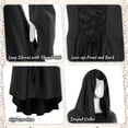 thumbnail image 6 of IROOZIGOTO Womens Medieval Renaissance Dress 7 Piece Costume Set Olive Green Hooded Long Sleeve Lace Up Asymmetric Hem with Faux Leather Accessories for Halloween Cosplay LARP Themed Party, 6 of 9