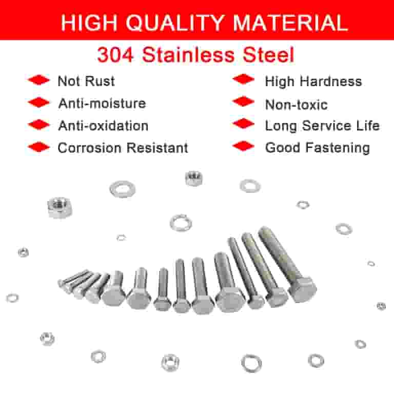 Inch & Metric Grade 8 / 10.9 Hex Nuts + SAE Flat & Split Lock Washers Assortment Kit – Zinc Clear Steel