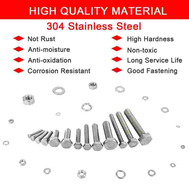 Inch & Metric Grade 8 / 10.9 Hex Nuts + SAE Flat & Split Lock Washers Assortment Kit – Zinc Clear Steel