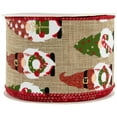 thumbnail image 4 of Northlight Gnome Burlap Style Wired Craft Christmas Ribbon 2.5" x 10 Yards, 4 of 5