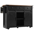 thumbnail image 4 of Farmhouse Kitchen Island with Sliding Barn Doors & Power Outlets - 53.7" Black, 4 of 8