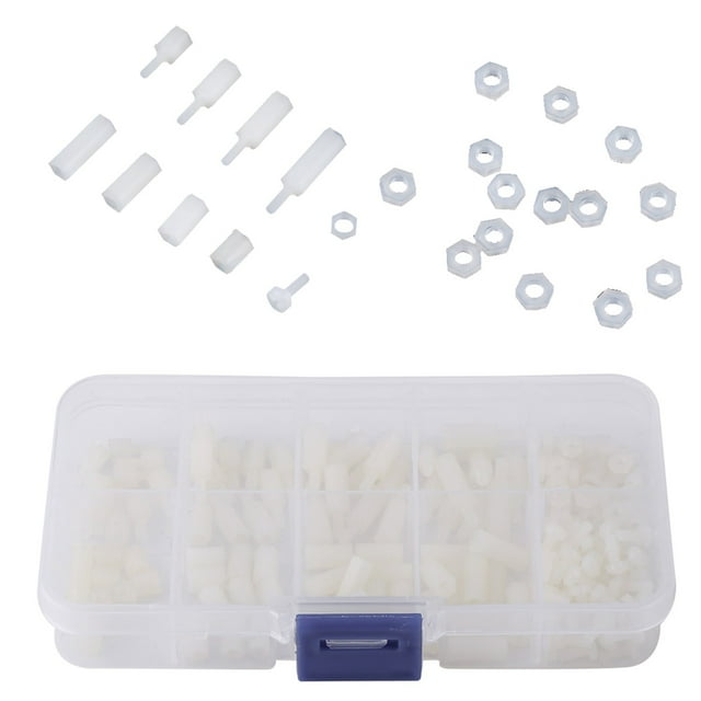 2.5Mm Standoff Plastic Nuts And And Spacer White Nylon 200Pcs M2.5 Nylon Male Female Hex Standoff Nuts Assortment Set With Plastic Box