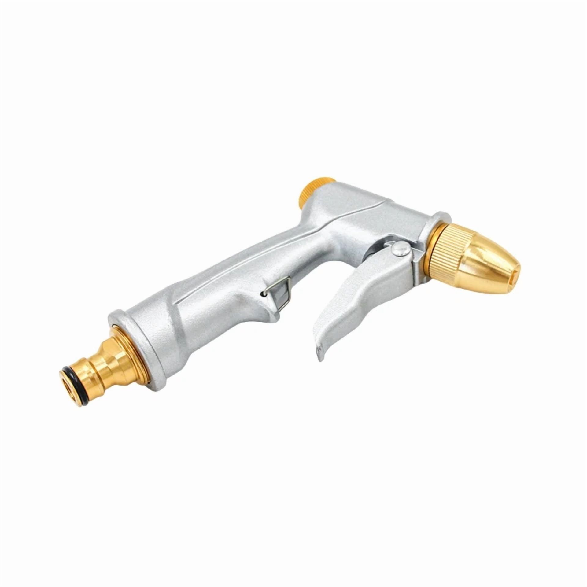 PURELY- 1Pc Garden Hose Nozzle Sprayerheavy Duty Metal High Pressure Water Silver