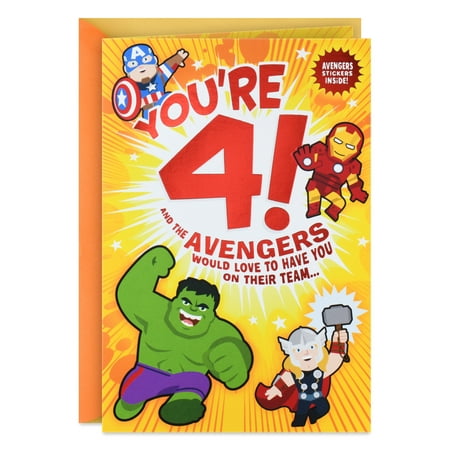 Hallmark Marvel Avengers 4th Birthday Card With Stickers (You're Amazing)