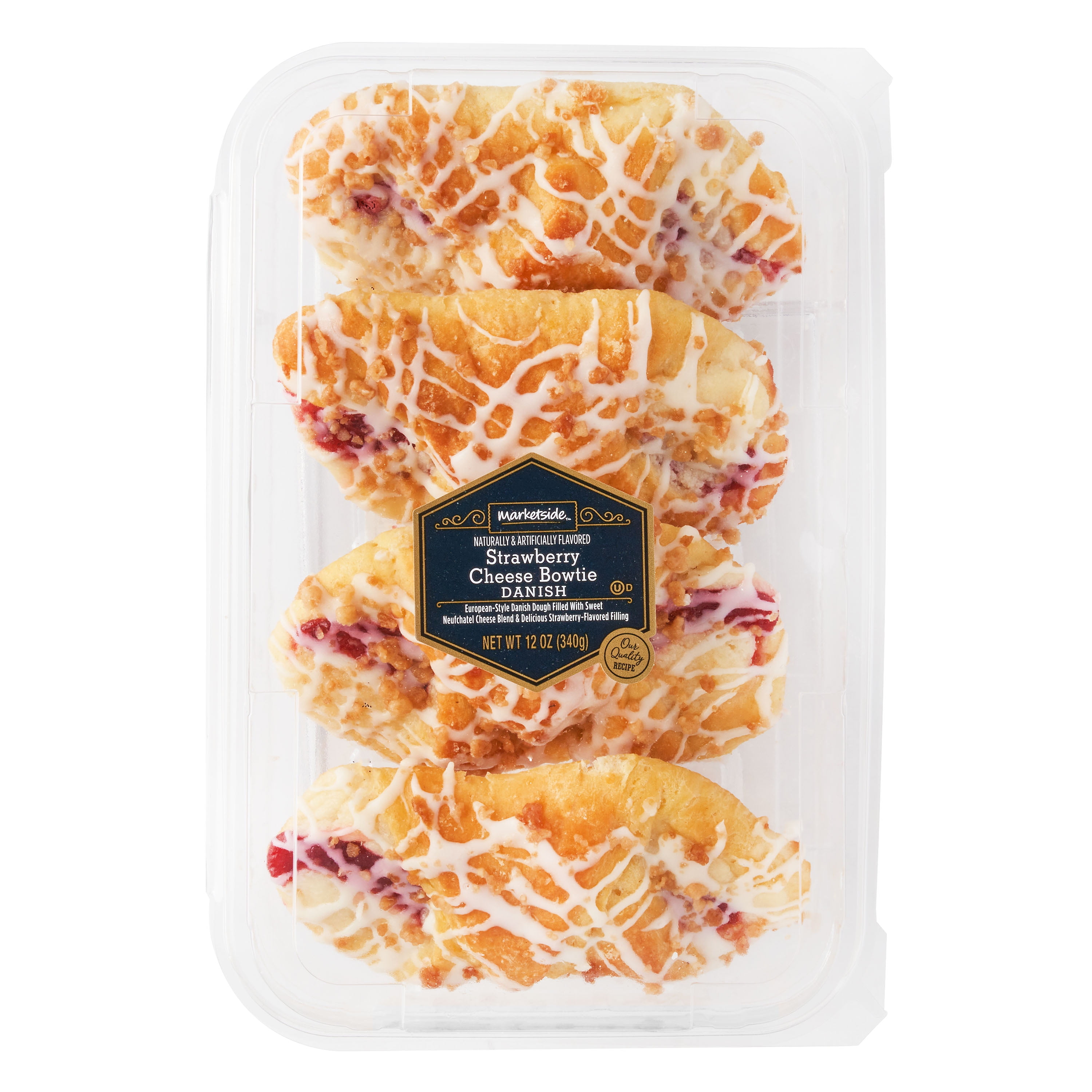 Marketside Strawberry Cheese Bowtie Danish, 12 oz, 4 Pastries