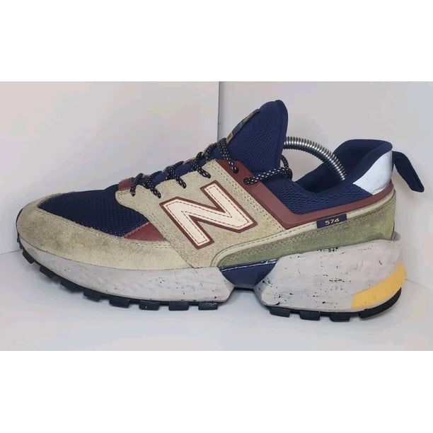 Rare Vtg New Balance NB 574 V2 Sport Mens Sz 9.5 Tan/Navy/Brown Suede colorblock
