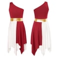 thumbnail image 3 of Aislor Girls Sleeveless Color Block Asymmetrical Praise Dance Tunic Ballet Lyrical Dance Dress 6-16 Burgundy 16, 3 of 7