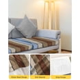 thumbnail image 4 of Blue Brown Couch Cushion Covers Stretch, Washable Sofa Seat Covers Individual Seat Cushion Sofa Slipcovers Farmhouse Wood Grain Vintage Vertical Striped Couch Cover Furniture Protector S-1PCS, 4 of 7