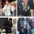thumbnail image 3 of Chándal de los años 90 para mujer, sudadera informal de manga larga con capucha, ropa de gran tamaño con cremallera fina Y2k, moda coreana, otoño, 3 of 4