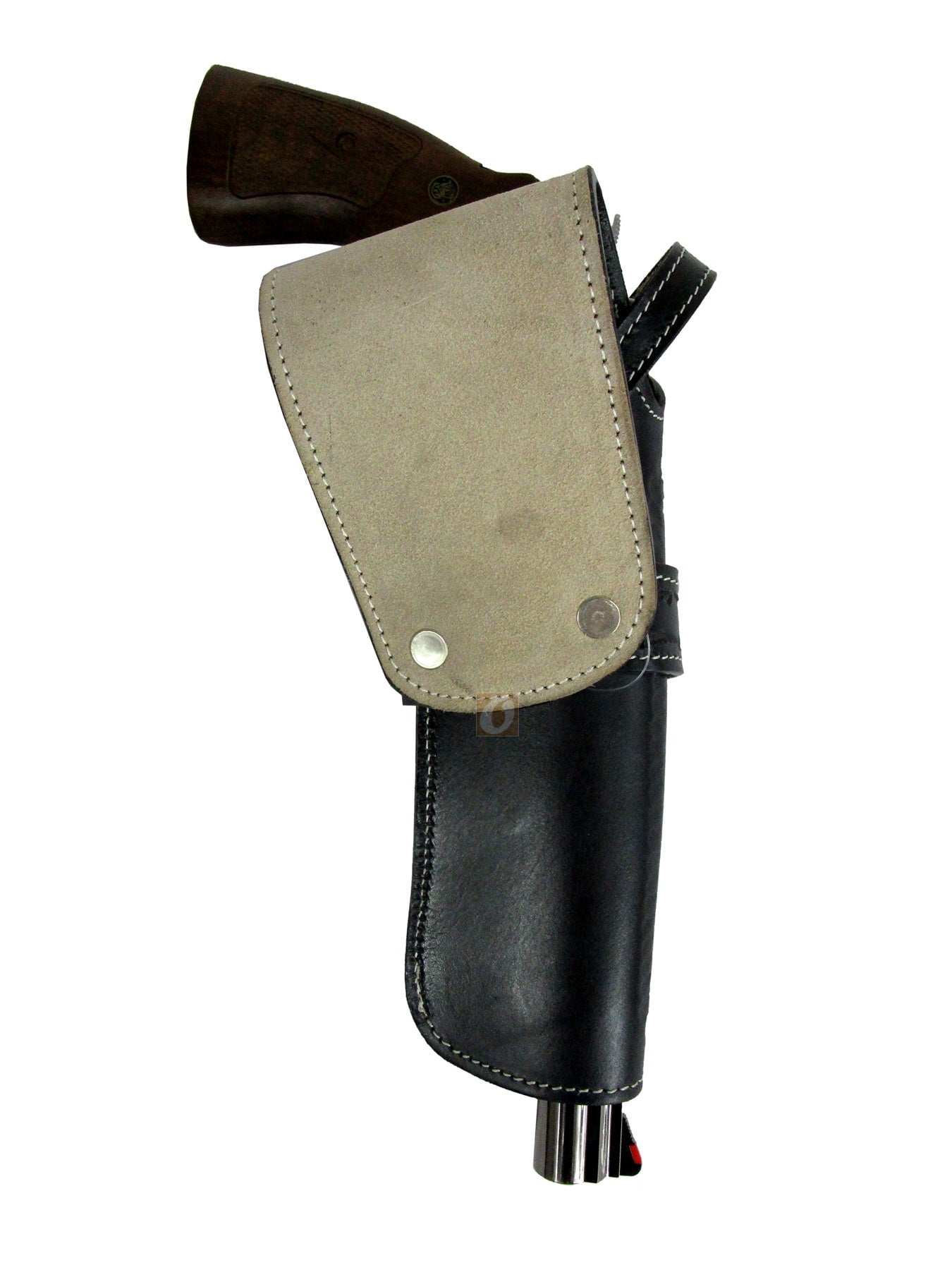 Leather Holster Long Barrel Western Gun Cover Spikes Tooled Black - Left Handed