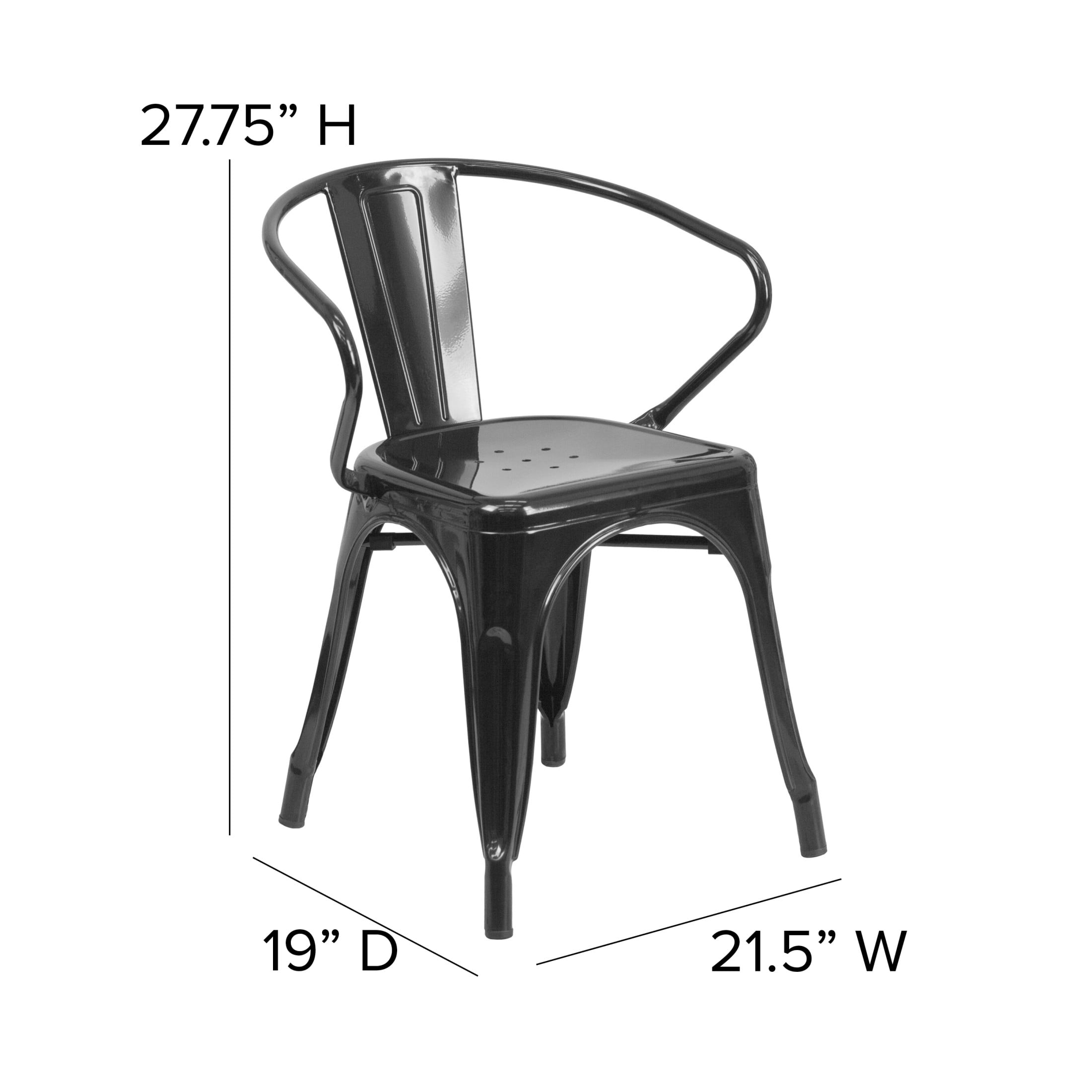 Flash Furniture Luna Commercial Grade Black Metal Indoor-Outdoor Chair with Arms