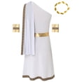 thumbnail image 3 of vastwit Mens Ancient Greek Toga Roman Caesar Warrior Robes Tunic Dress with Headwear Set White XXL, 3 of 7