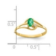 thumbnail image 2 of Solid 14k Yellow Gold 5x3mm Oval Emerald Green May Gemstone Diamond Engagement Ring Size 7.5 (.012 cttw.), 2 of 3