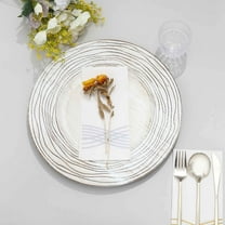 BalsaCircle 6 White Washed 13 in Rustic Wooden Round Plastic Charger Plates Rose Embossed Trim Party Decorations