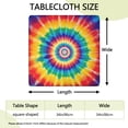 thumbnail image 2 of Colorful Rainbow Tie Dye Spiral Pattern Square Fitted Tablecloth with Elastic Edge,Square Table Cover,Washable Elastic Table Cover for Home Kitchen Party Decor 34"x34", 2 of 6