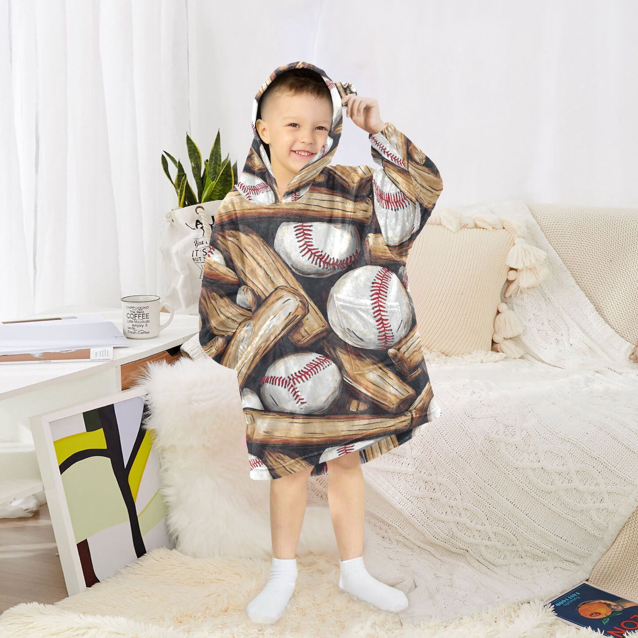 joogoo Blanket Hoodie for Baseballs Bats Oversize Sweatshirt 3-14 YR L