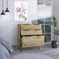 thumbnail image 3 of Dressers, Modern Light Oak 35"H 3-Drawer with Superior Top, Hairpin Legs | Beige | Particle Board, 3 of 5