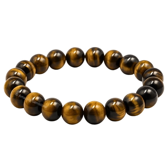 Tiger's Eye Bracelet - 8mm Beaded Stretch Bracelet and Healing Stones