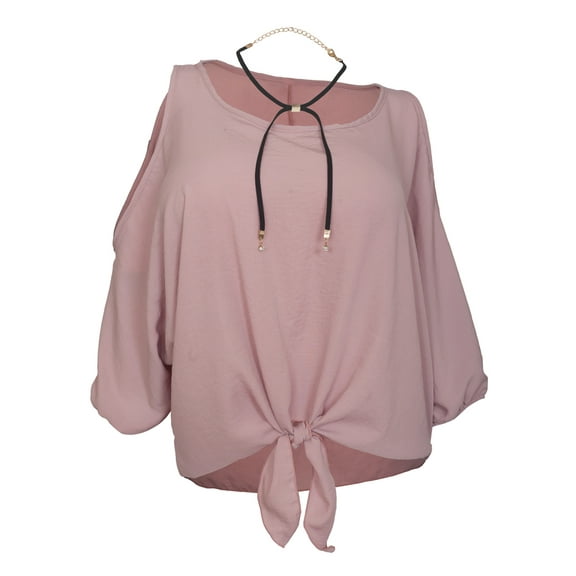 eVogues Women's Wide Neck Cold Shoulder Top Blush