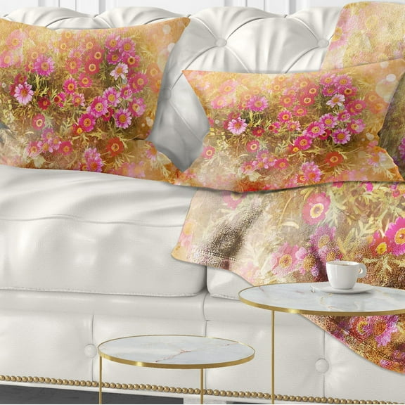 Designart Spring Background with Little Flowers - Floral Throw Pillow - 12x20