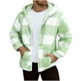 thumbnail image 2 of FDGIU ‌Zip Up Hoodie for Men Jacket - Fleece Plaid Jacket Warm Winter Hooded Coat, 2 of 7