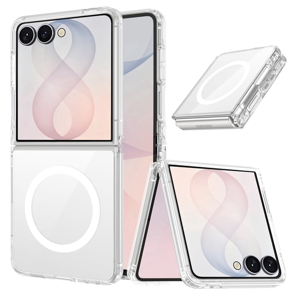 DUEDUE for Samsung Galaxy Z Flip 8 Case, Magnetic Case Compatible with MagSafe, Dual Layer Shockproof Anti-Scratch Slim Protective Phone Cover with Clear Back for Samsung Galaxy Z Flip 8 6.9"