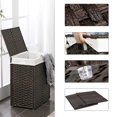 thumbnail image 2 of LEDREM Foldable Laundry Hamper with Removable Liner & Lid, 23.8 Gallon (90L) Synthetic Rattan Storage Basket for Clothes, Handles, Space-Saving, Chestnut Brown, 2 of 5