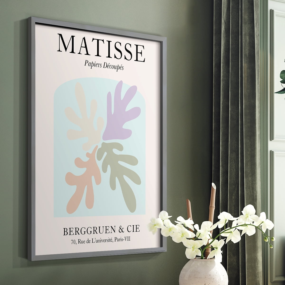 Matisse DVI Framed Print in Gray Solid Wood Framed Print No Nail Hanging