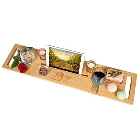 Premium Bathtub Tray, Bamboo Bath Caddy Tray for Tub, Your Ideal and Unique Bath tub Accessories for Adults, Stylish Bathtub Caddy Tray for Luxury Bath, Organizer Bath Table
