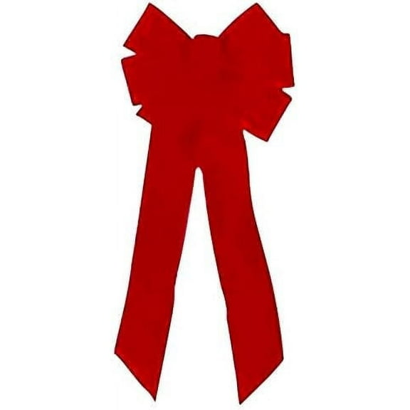 Holiday Trims Red Velvet Bow 7 Loop - Christmas Decor - Red