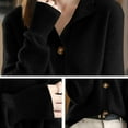 thumbnail image 4 of FRSASU Women's Sweaters Lightweight Fall Winter Casual Long Sleeve Crewneck Button up Coats Black, 4 of 8