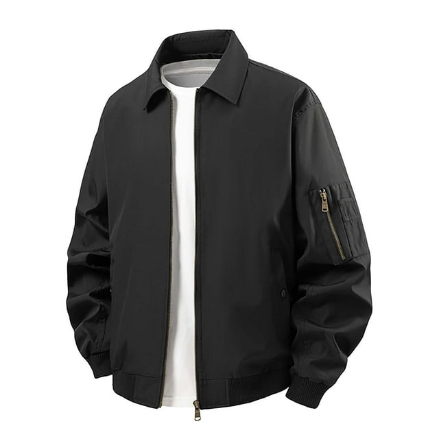 Dvprdro Fall Winter Jackets Men's Solid Color Outdoor Climb Sport Run Pocket Zipper Sleeve Jackets