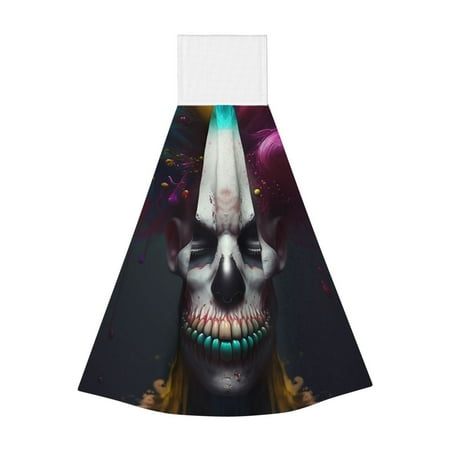 

Ocsxa Modern Abstract Colorful Skull C for Hand Towels Hand Wipes with Velcro Soft and Fast Absorbent Hanging Towels Reusable Cleaning Cloth for Kitchen/Bathroom/Laundryroom 14x18In