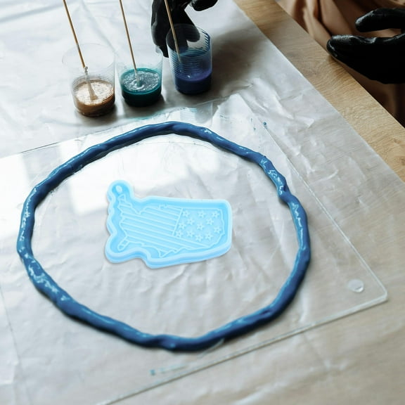 OUNONA Sky-Blue Usa Map Silicone Mold for Creative Resin Jewelry Making
