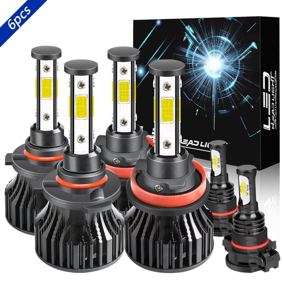 Combo LED Headlight Fog Light Bulb Kit for 2007-2013 Chevy Avalanche 2008 2009 2010 2011 2012 White
