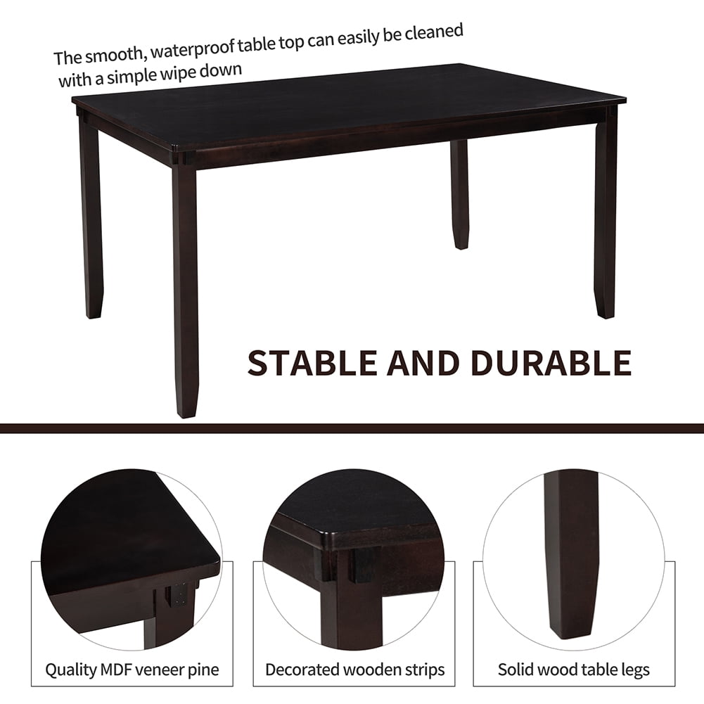 Private Jungle 6-Piece Kitchen Dining Table Set Wooden Rectangular Dining Table,4 Dining Chair and Bench Family Furniture(Espresso) Private Jungle 6-Piece Kitchen Dining Table Set Wooden Rectangular Dining Table,4 Dining Chair and Bench Family Furniture(Espresso)