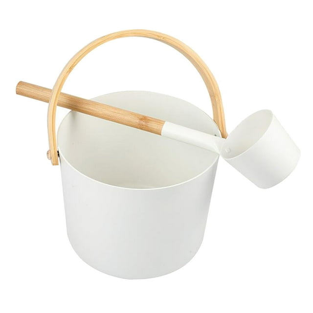 Barril de cubo de sauna de aluminio duradero de 5 para interior, exterior 5L Blanco_Estilo A Zulema cubo de sauna