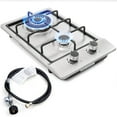 thumbnail image 1 of 12" Gas Cooktops, 2 Burner Drop-in Propane/Natural Gas Cooker, 12 Inch Stainless Steel Gas Stove Top Dual Fuel Easy to Clean (12Wx20L), 1 of 4