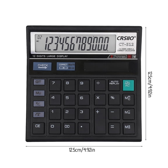 12 Digit Desk Calculator, Desktop Calculators with Large LCD Display & Big Buttons, Dual Power Solar & Battery, Standard Basic 4 Function Calculator for Classroom, Office, Home, Business, Teachers